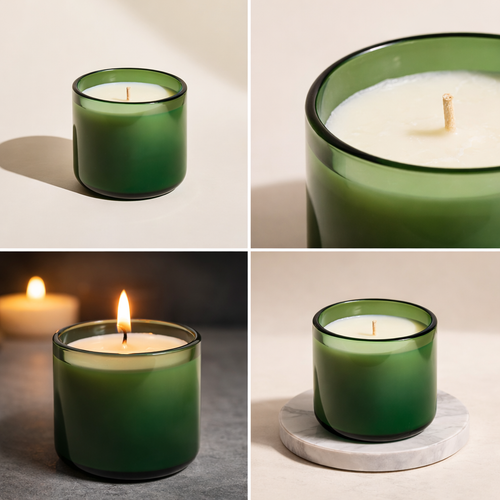 Handcrafted Luxury Scented Candle - Green Glass