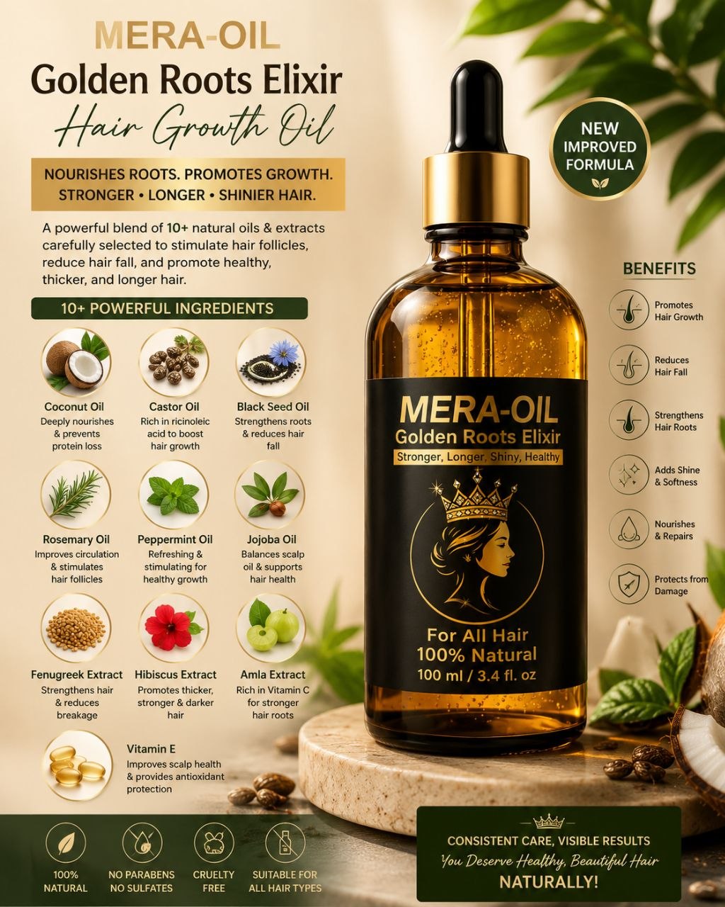 Mera-ol Golden Roots Elixir – Natural Hair Growth Oil